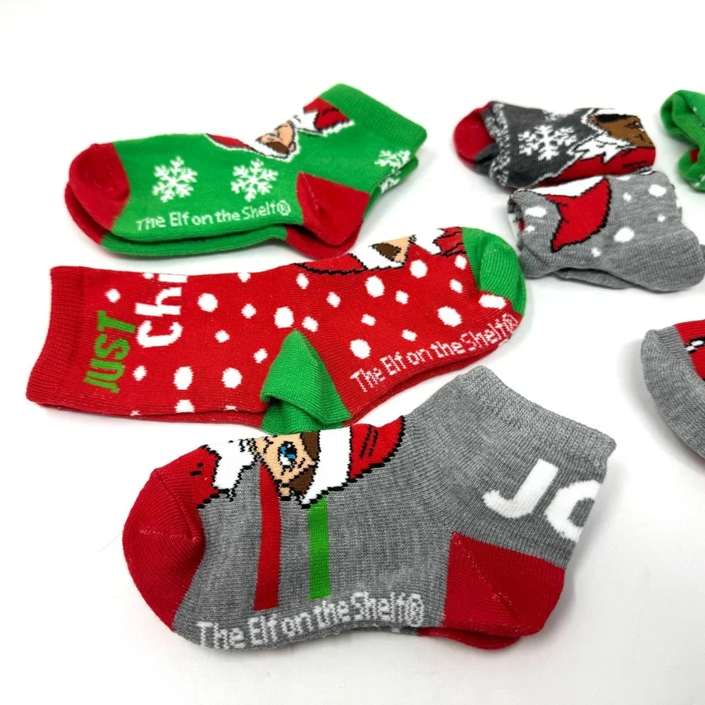 8 pair Christmas Elf in the Shelf toddler socks, NEW, unisex, NWOT